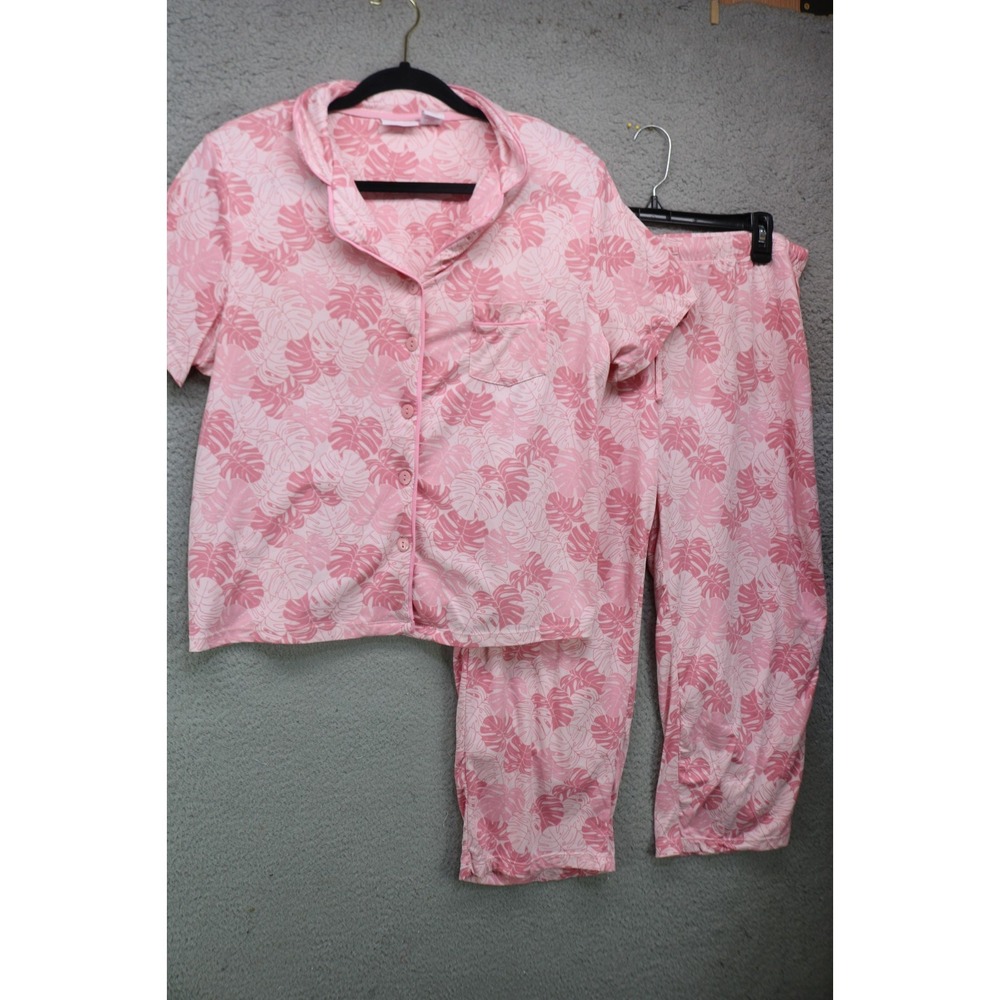 Tommy Bahama 2 Piece Pajama Set-Pink Tropical-Size Large-Drawstring-Beachy